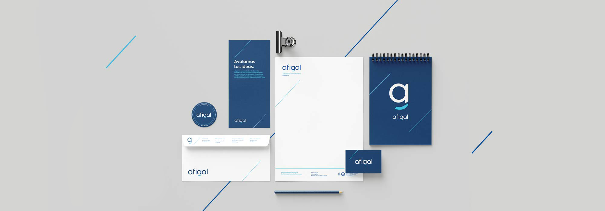 Diseño de papelería corporativa para marca Afigal.
