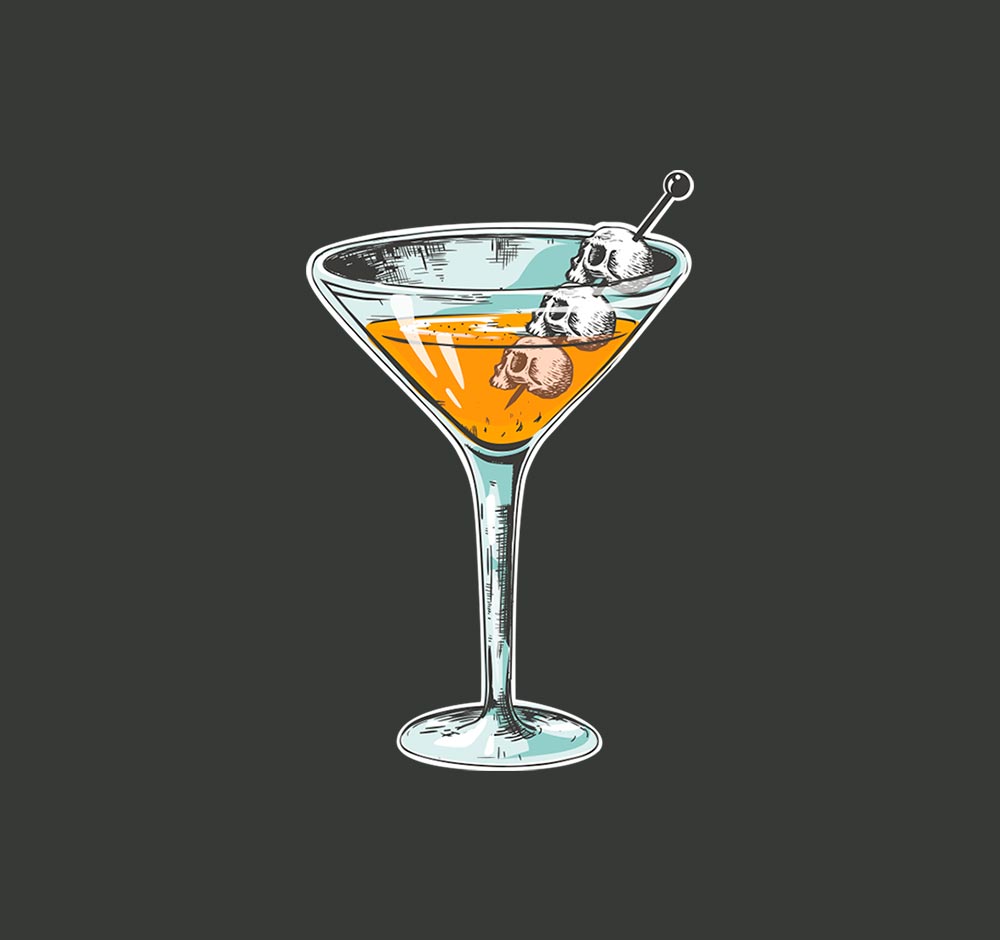 Ilustración de copa cóctel de Pub Atlántico