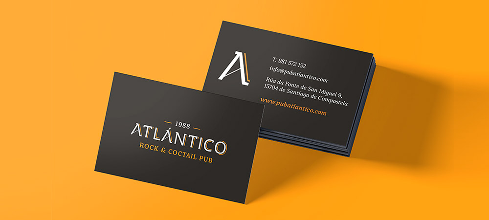 Diseño tarjetas corporativas Pub Atlántico