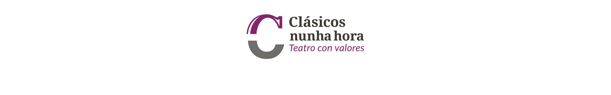 Identidad corporativa para compañía de teatro gallego formado por un símbolo y un logotipo con tipografía clásica pero actual