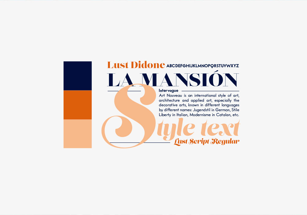 Tipografía de proyecto de diseño de marca de La Mansión